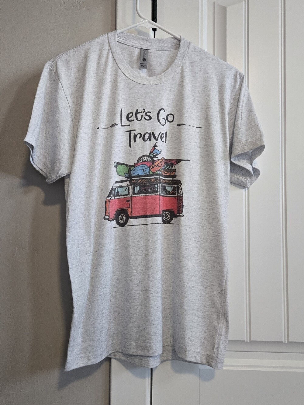 Next Level Apparel Light Gray 'Let's Go Travel' Graphic Tee